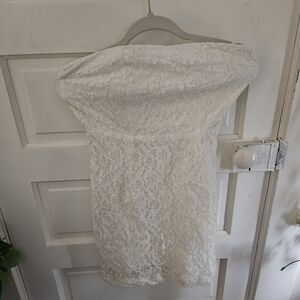 Forever 21 Cream Strapless Lace Dress